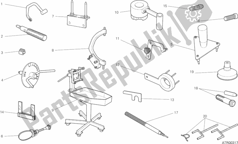 All parts for the 001 - Workshop Service Tools, Engine of the Ducati Monster 1200 S Stripes USA 2016